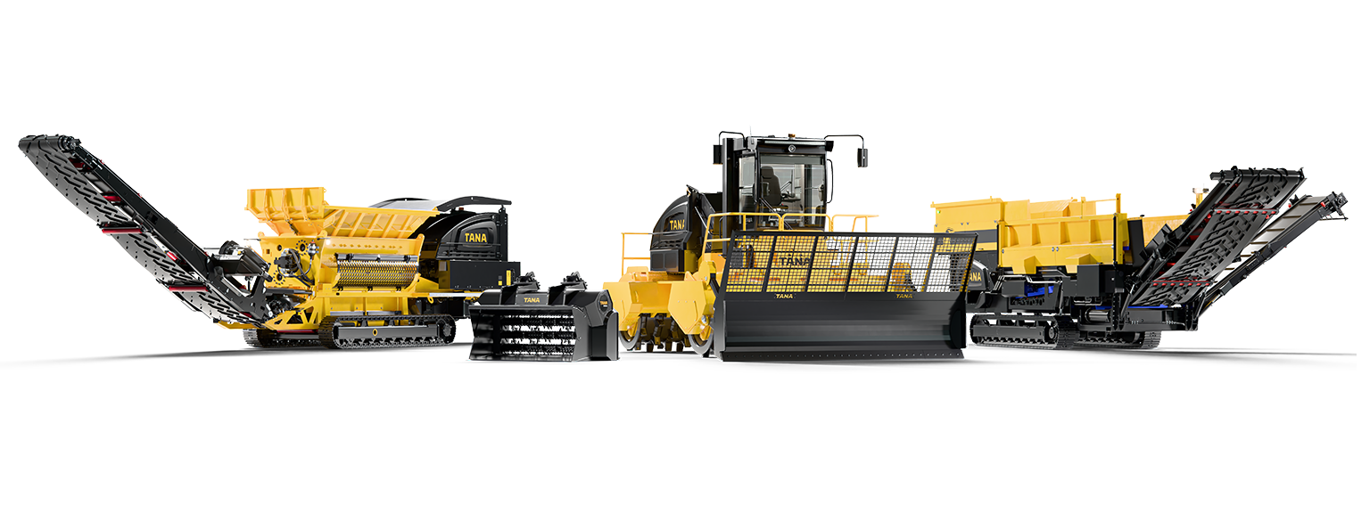 Tana products 2026: shredders, pre-shredding buckets, landfill compactors, and disc screens